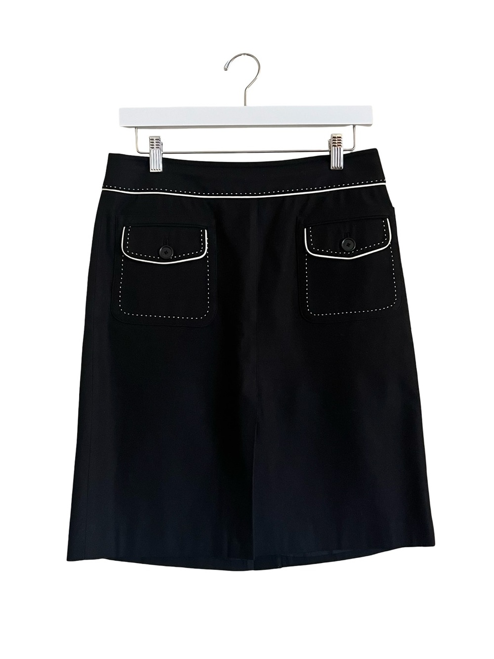 Ann Taylor Black A‑Line Skirt with White Piping Trim
